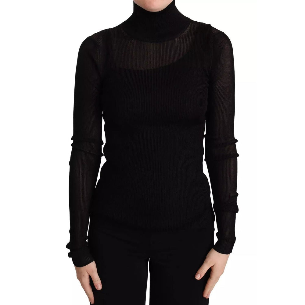 Dolce & Gabbana Black Turtleneck Form Fitting Pullover Sweater TSH6859-44