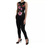 Dolce & Gabbana Black Floral Viscose Round Neck Tank Top TSH852005-38