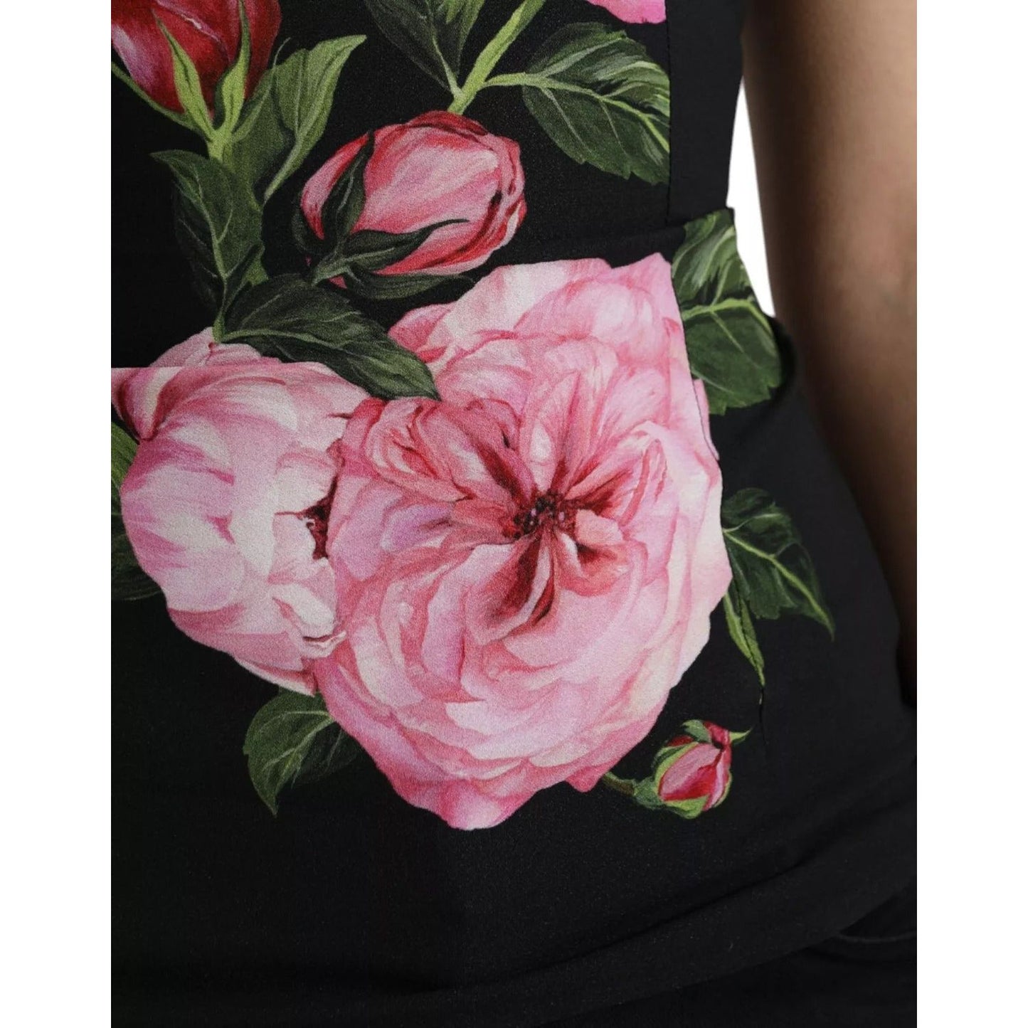 Dolce & Gabbana Black Floral Viscose Round Neck Tank Top TSH852005-38