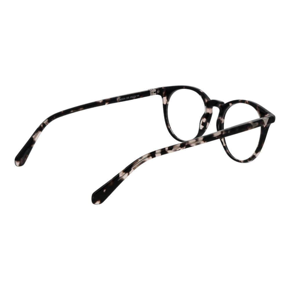Guess Black Acetate Glasses (Frames) unisex round full-rim eyewear with black acetate frame and demo plastic lenses, 145mm temples.
