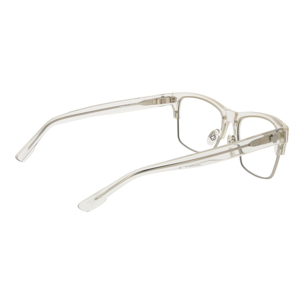 Unisex Spy Transparent Plastic Glasses (Frames) with full-rim rectangle style, transparent color, and plastic lenses.