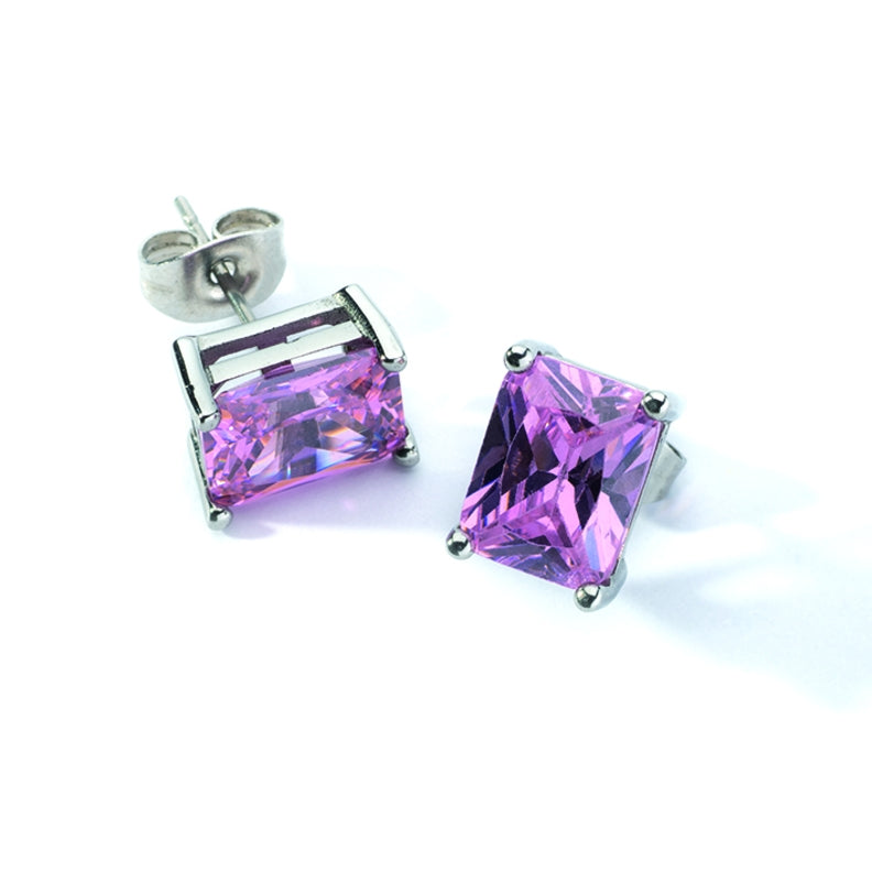 Purple gemstone stud earrings from AN JEWELS JEWELRY Mod. AL.ELOY2YS with sterling silver setting.