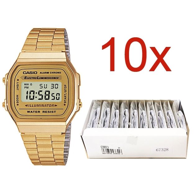 CASIO VINTAGE Mod. A168WG-9E **PACK 10 PCS** WATCHES