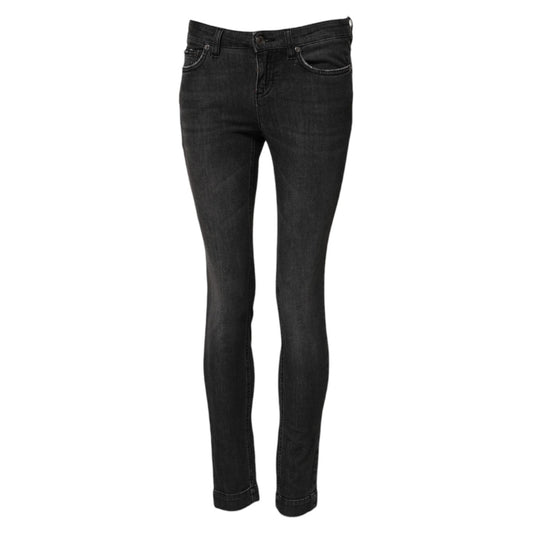Dolce & Gabbana Black Cotton Low Waist Skinny Denim Jeans