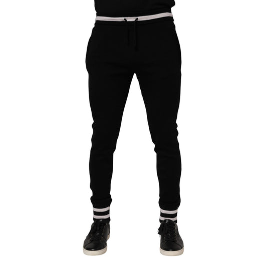 Dolce & Gabbana Black Cotton Men Jogger Sweatpants Pants