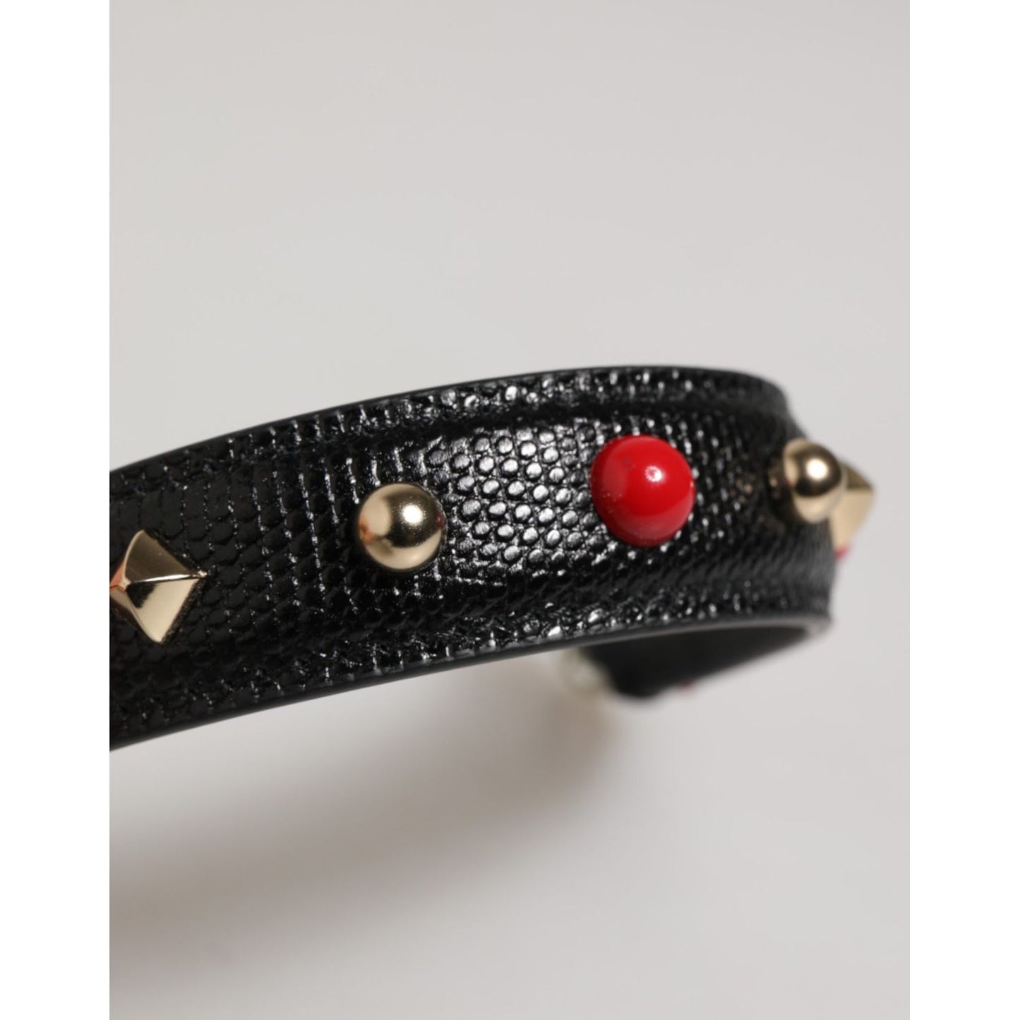 Dolce & Gabbana Black Embellished Leather Bag Handle Women Shoulder Strap