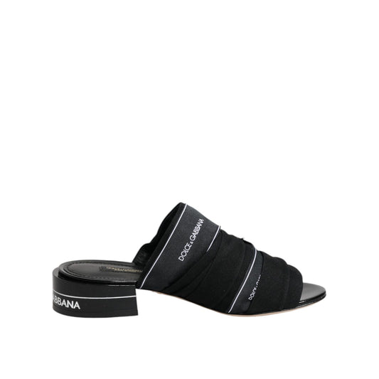 Dolce & Gabbana Black Slides Slip On Sandals Shoes
