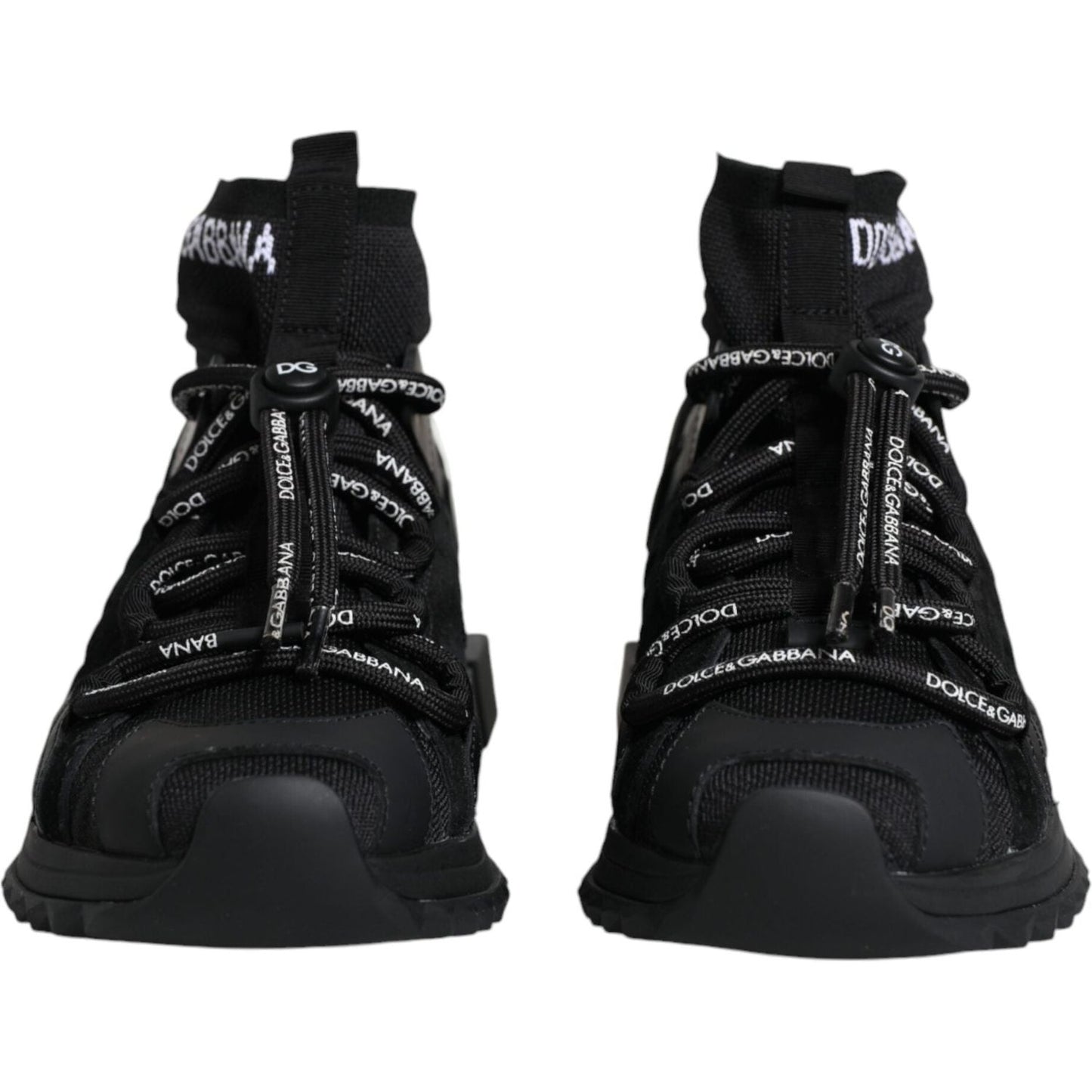 Dolce & Gabbana Black Sorrento Socks Logo Sneakers Shoes LA11943-36.5