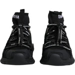 Dolce & Gabbana Black Sorrento Socks Logo Sneakers Shoes LA11943-36.5