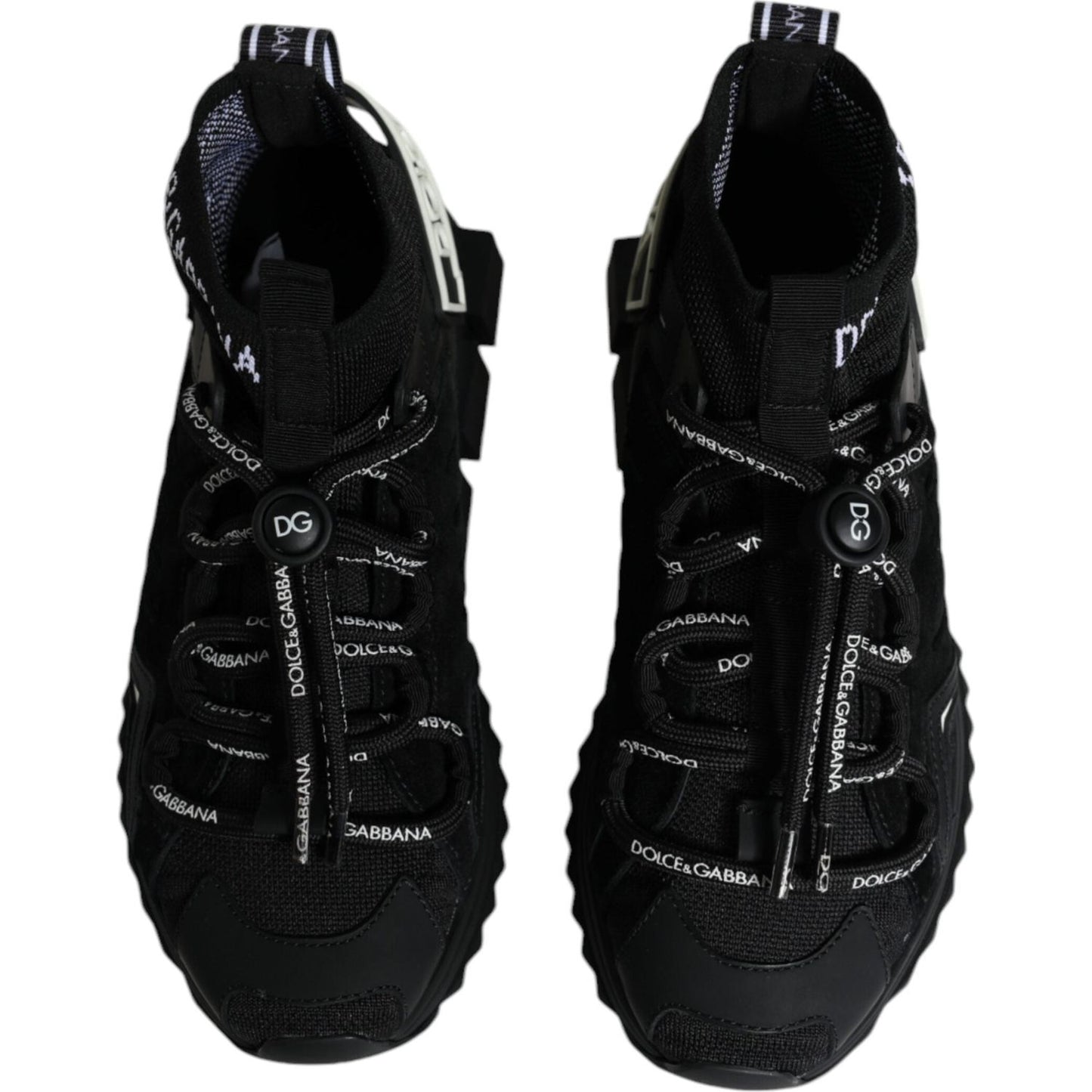 Dolce & Gabbana Black Sorrento Socks Logo Sneakers Shoes LA11943-36.5
