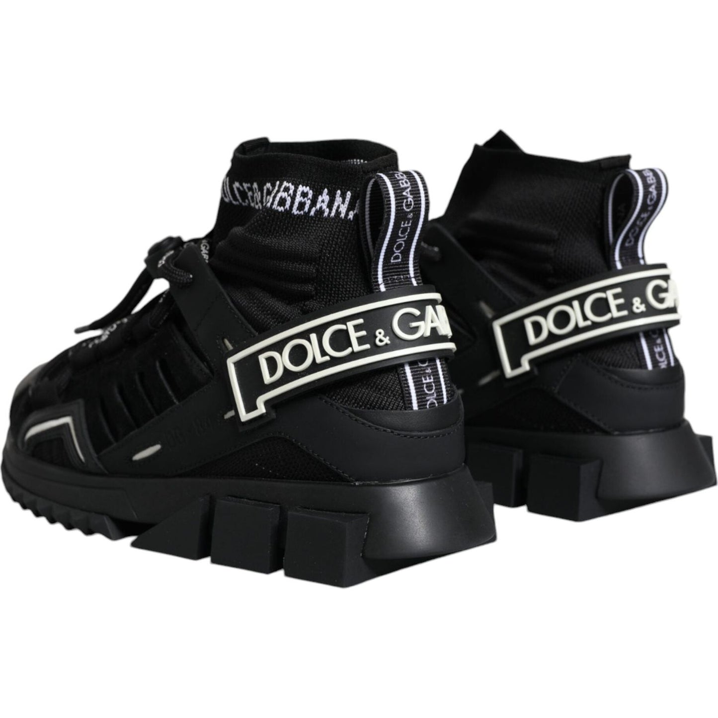 Dolce & Gabbana Black Sorrento Socks Logo Sneakers Shoes LA11943-36.5