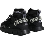 Dolce & Gabbana Black Sorrento Socks Logo Sneakers Shoes LA11943-36.5