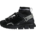 Dolce & Gabbana Black Sorrento Socks Logo Sneakers Shoes LA11943-36.5