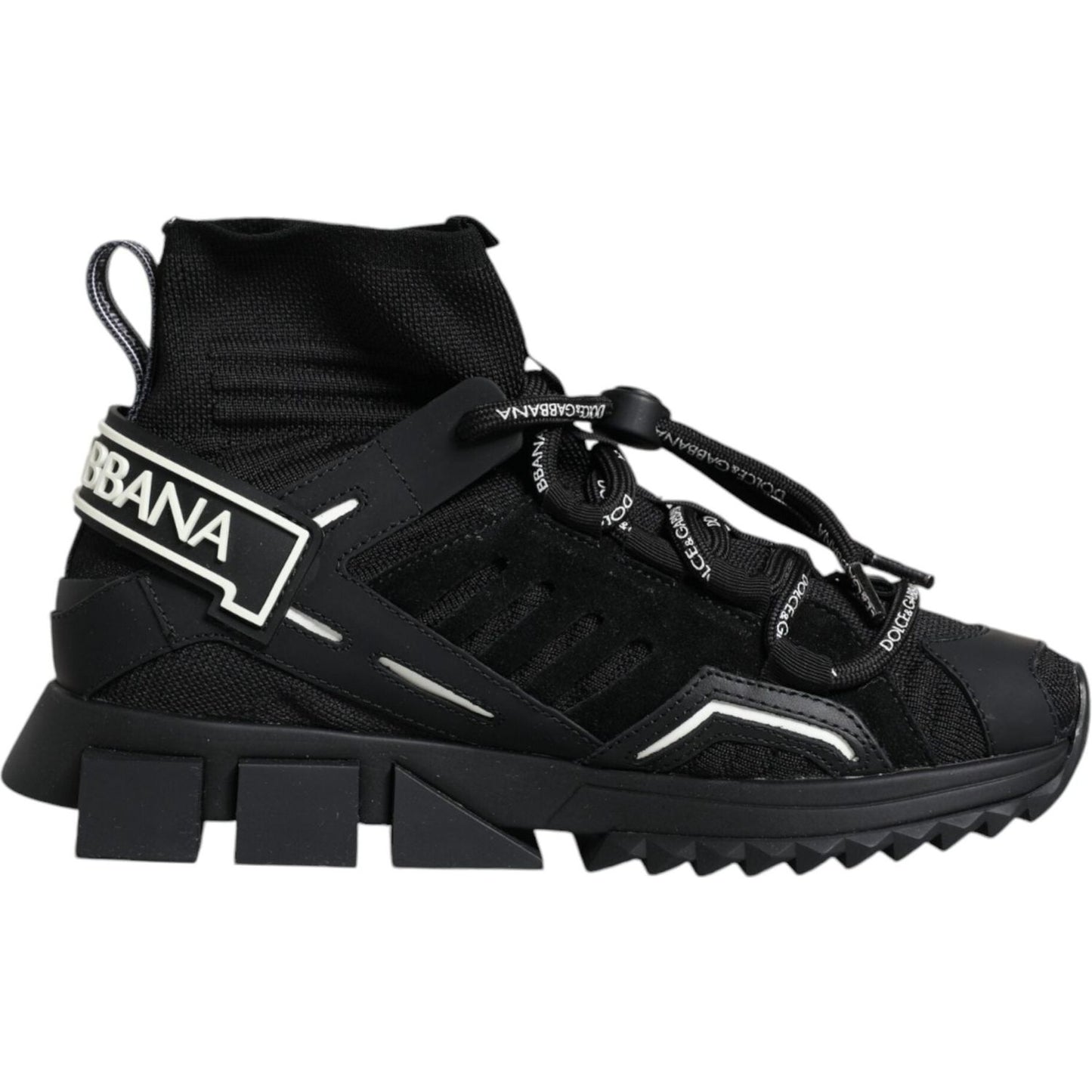 Dolce & Gabbana Black Sorrento Socks Logo Sneakers Shoes LA11943-36.5