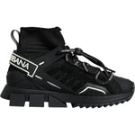Dolce & Gabbana Black Sorrento Socks Logo Sneakers Shoes LA11943-36.5