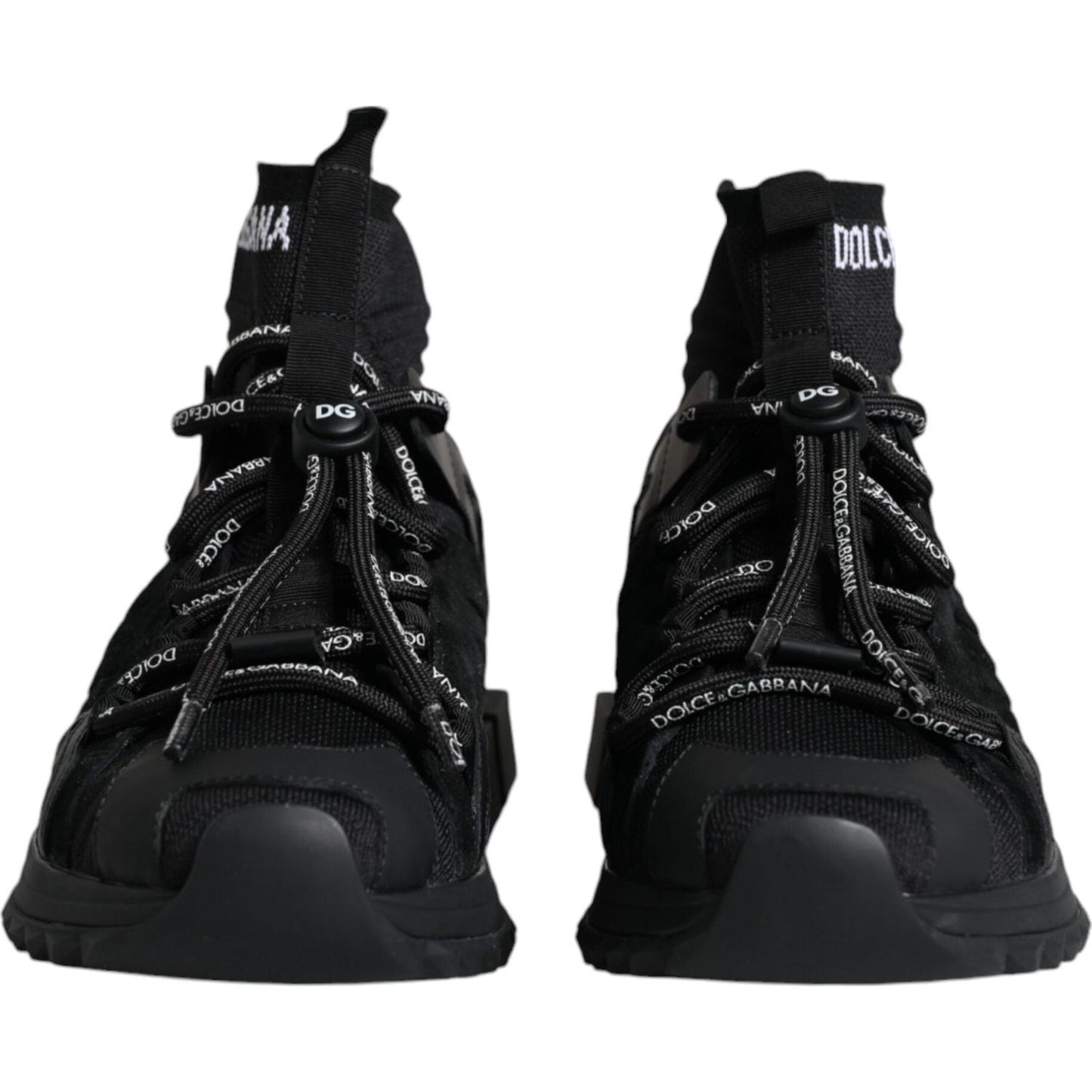 Dolce & Gabbana Black Sorrento Socks Logo Sneakers Shoes LA12166-39.5