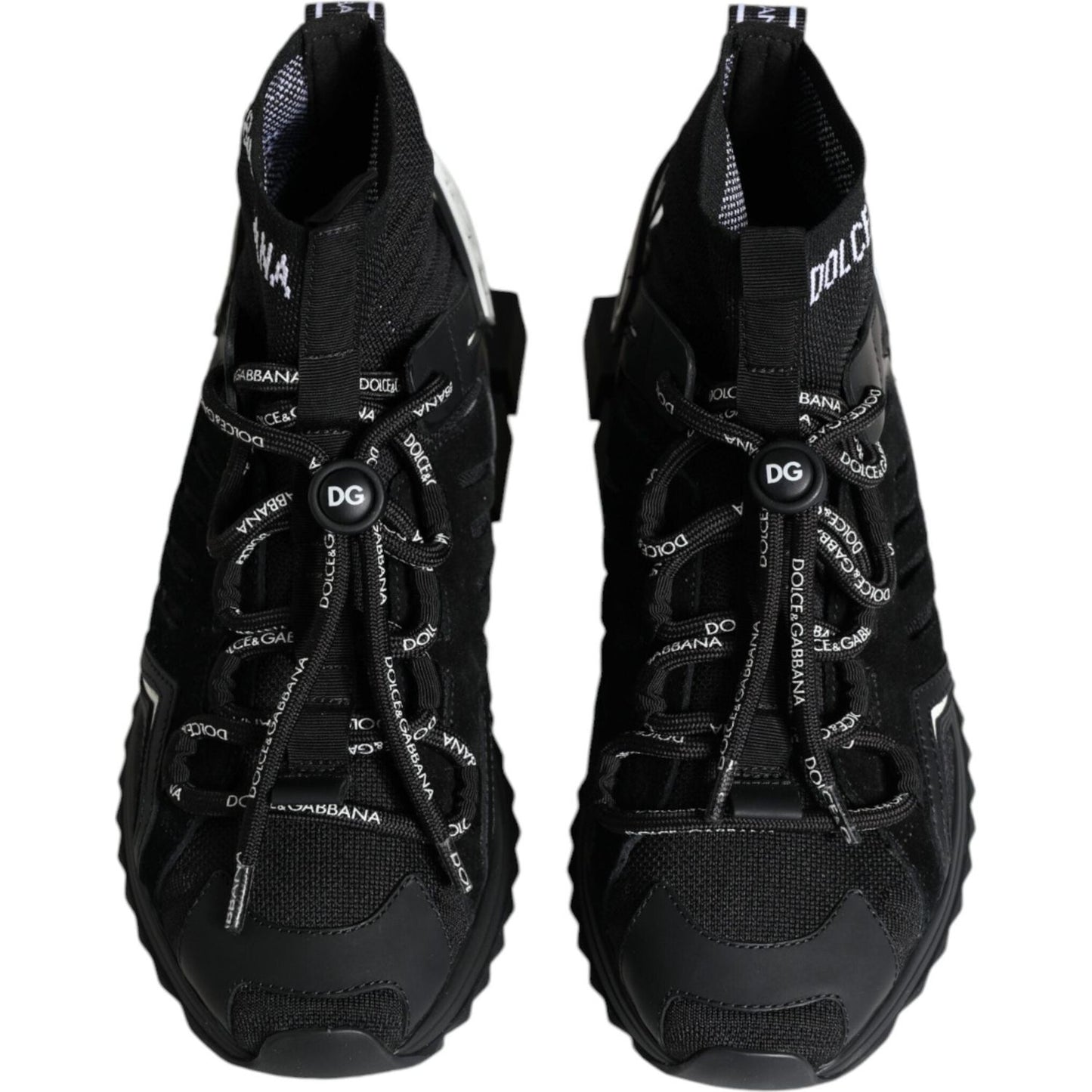 Dolce & Gabbana Black Sorrento Socks Logo Sneakers Shoes LA12166-39.5
