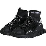 Dolce & Gabbana Black Sorrento Socks Logo Sneakers Shoes LA12166-39.5