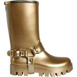 Dolce & Gabbana Metallic Gold Rubber PVC Rain Boots Shoes LA11307-37
