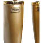 Dolce & Gabbana Metallic Gold Rubber PVC Rain Boots Shoes LA11307-37