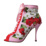 Dolce & Gabbana Multicolor Jersey Stretch Boots Open Toes Heels Shoes LA10812-39