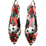 Dolce & Gabbana Multicolor Leather Crystal Heels Slingback Shoes LA12161-35.5