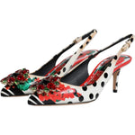 Dolce & Gabbana Multicolor Leather Crystal Heels Slingback Shoes LA12161-35.5