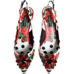Dolce & Gabbana Multicolor Leather Crystal Heels Slingback Shoes LA12169-36