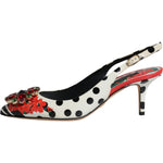 Dolce & Gabbana Multicolor Leather Crystal Heels Slingback Shoes LA12169-36