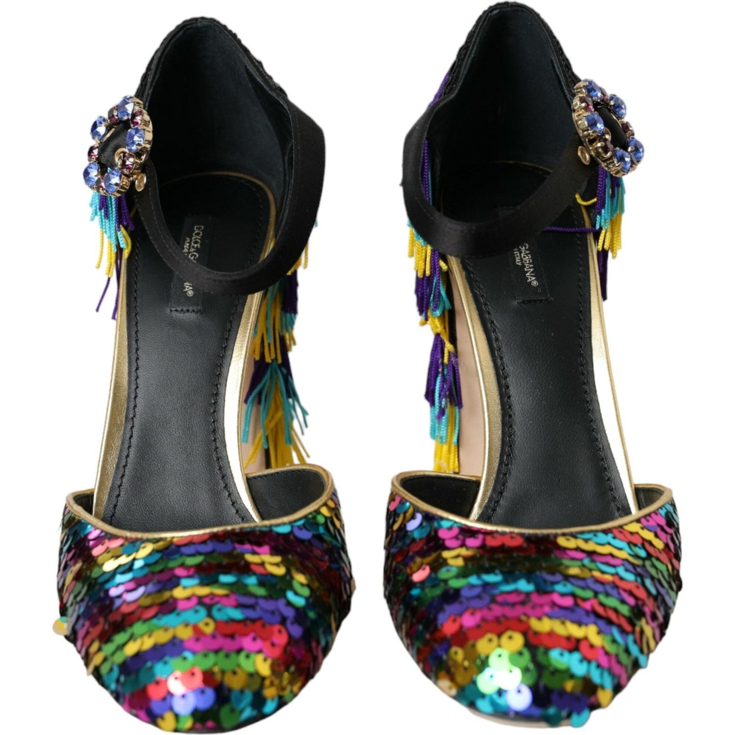 Dolce & Gabbana Multicolor Sequin Crystal Mary Jane Shoes LA10607-40