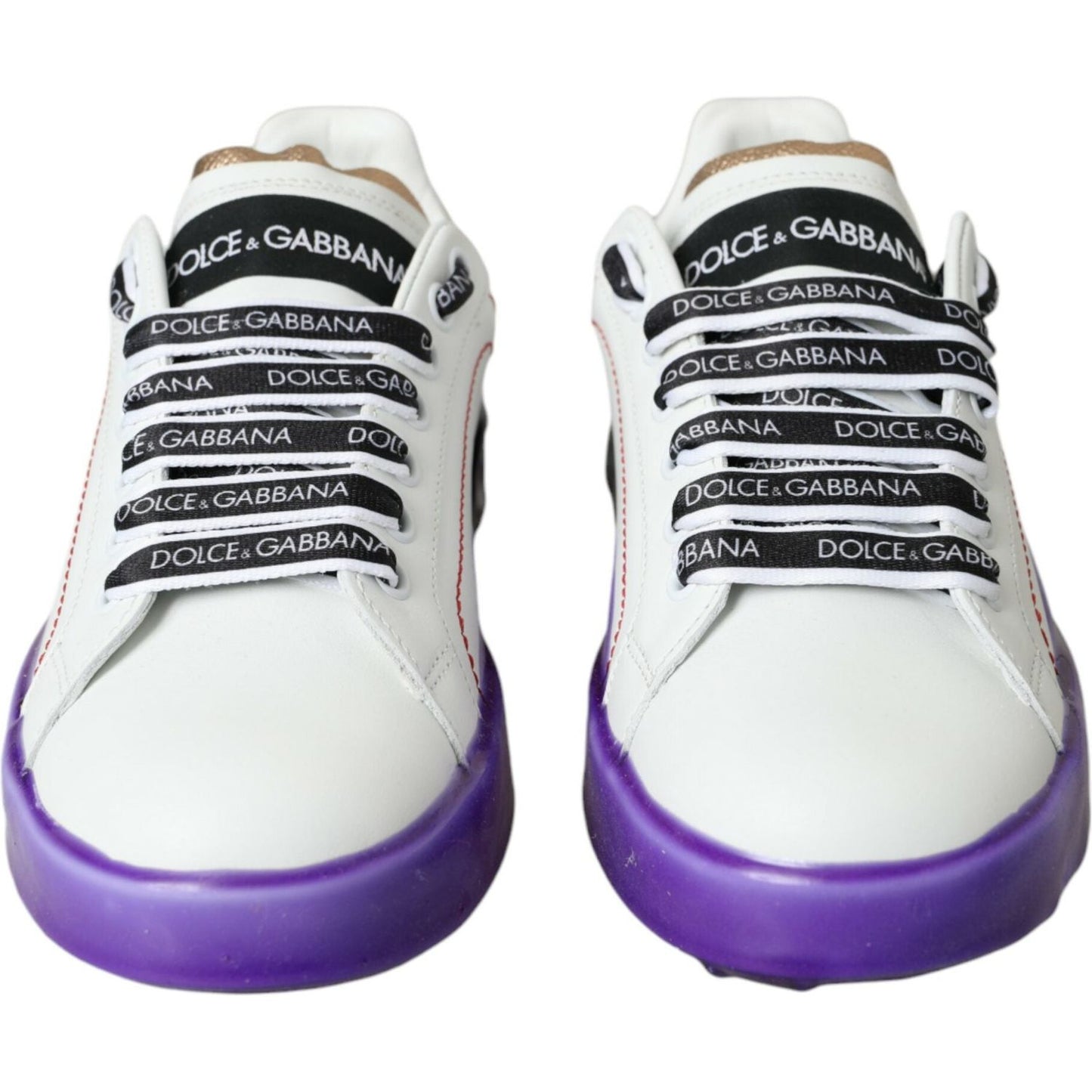 Dolce & Gabbana White Leather Portofino Low Top Sneakers Shoes LA10847-35
