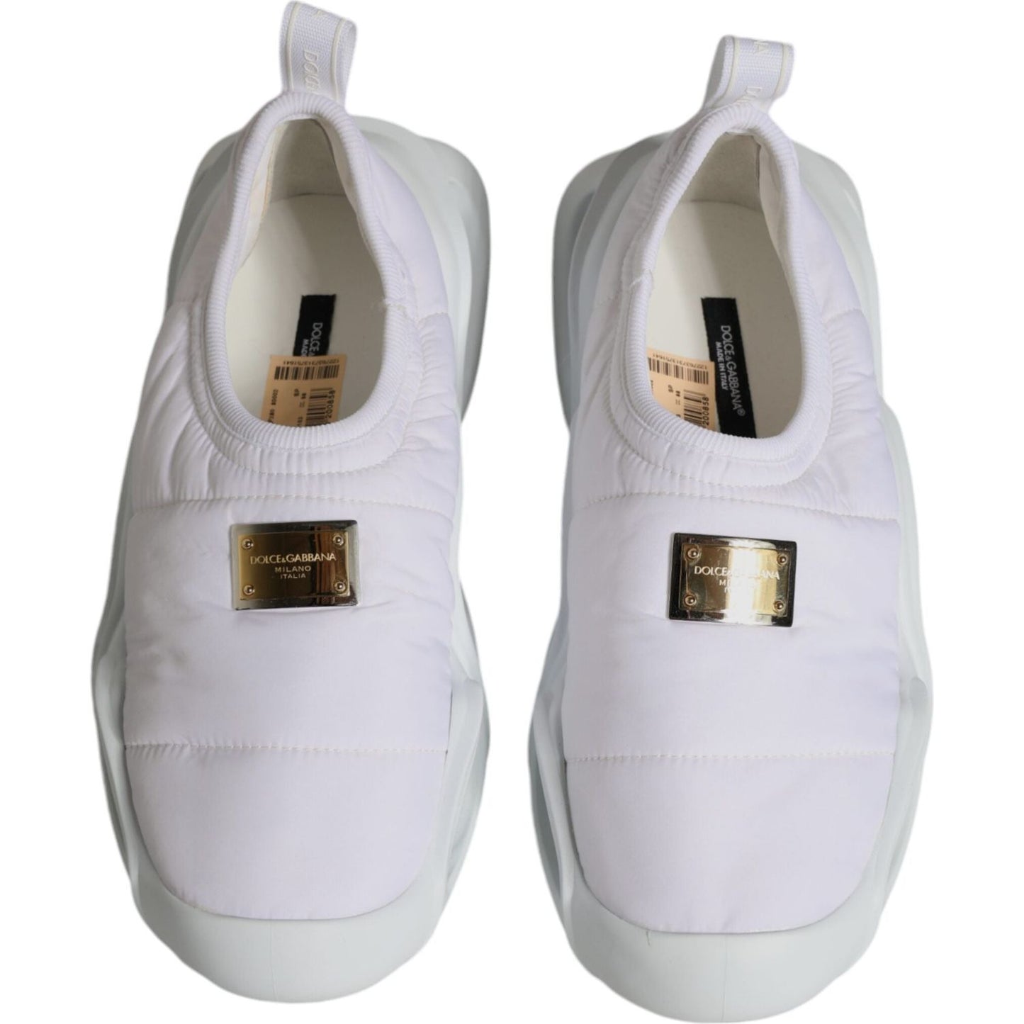 Dolce & Gabbana White Padded Fabric Low Top Sneakers Shoes LA12171-39