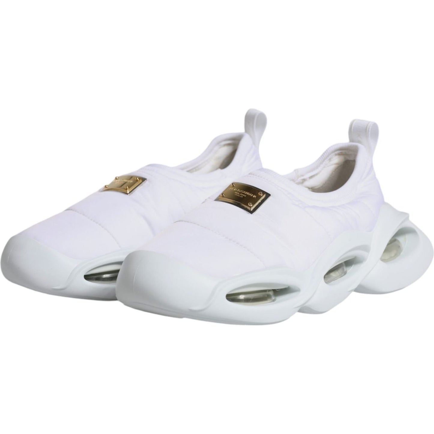 Dolce & Gabbana White Padded Fabric Low Top Sneakers Shoes LA12171-39