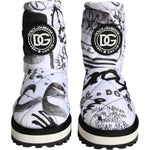 Dolce & Gabbana White Padded Logo Print Mid Calf Boots Shoes LA11477-37