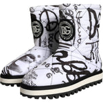 Dolce & Gabbana White Padded Logo Print Mid Calf Boots Shoes LA11477-37