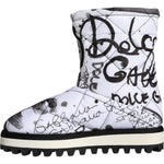 Dolce & Gabbana White Padded Logo Print Mid Calf Boots Shoes LA11477-37