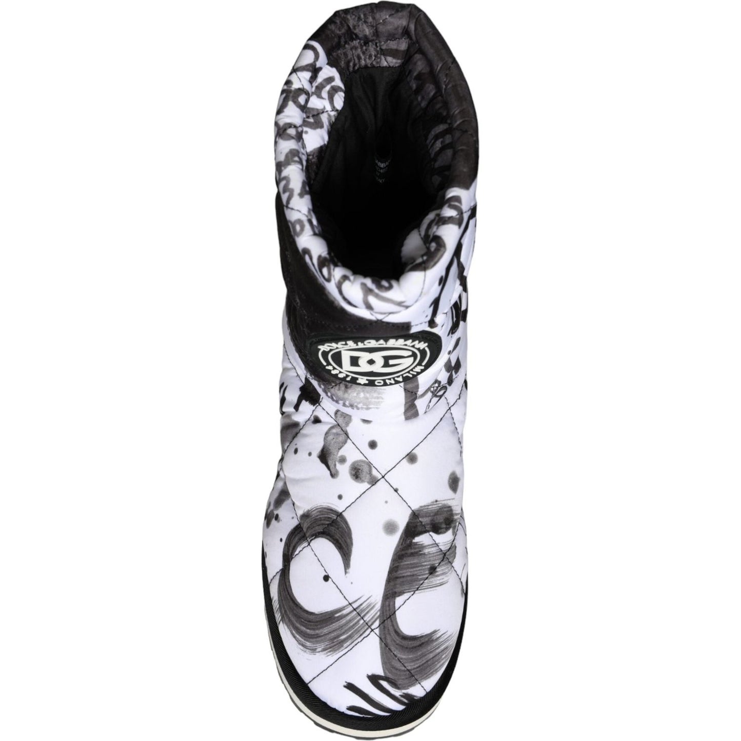 Dolce & Gabbana White Padded Logo Print Mid Calf Boots Shoes LA11477-37