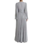 Dolce & Gabbana Light Grey Polyester Pleated Long Maxi Dress DR281072-40