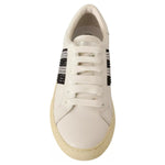 Marc Jacobs White Leather Crystal Embellished Sneakers Shoes LA9355-36