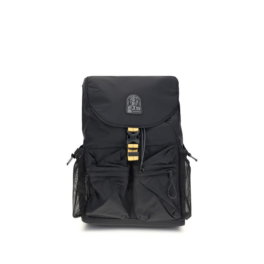 Parajumpers Black Nylon Backpack with multiple exterior pockets and adjustable straps, part of the Icon Lite line.