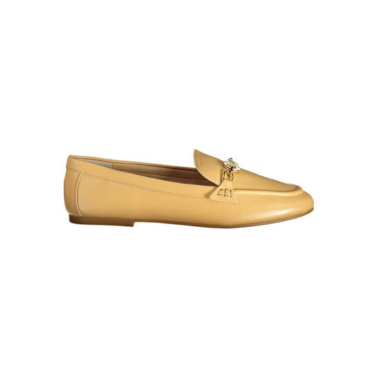 Ralph Lauren Beige Leather Women Flat Shoe