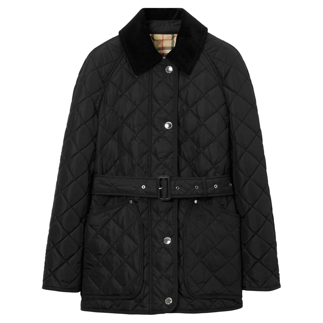 Burberry EKD-embroidered diamond-quilted jacket