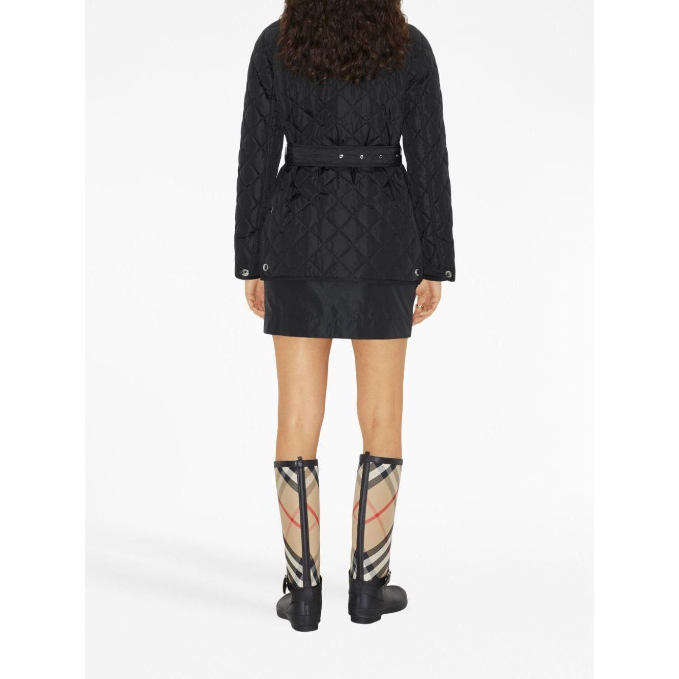 Burberry EKD-embroidered diamond-quilted jacket