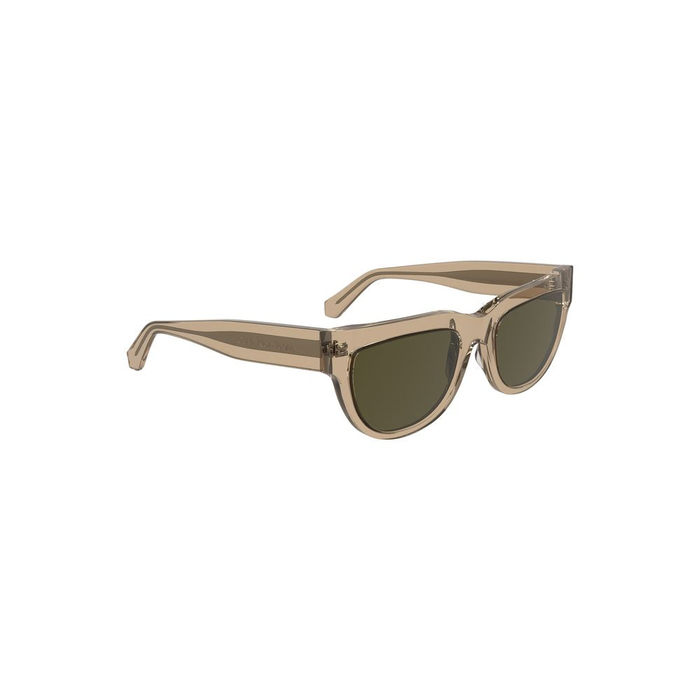 Calvin Klein brown acetate women's sunglasses with square lenses, perfect for a chic and sophisticated look.