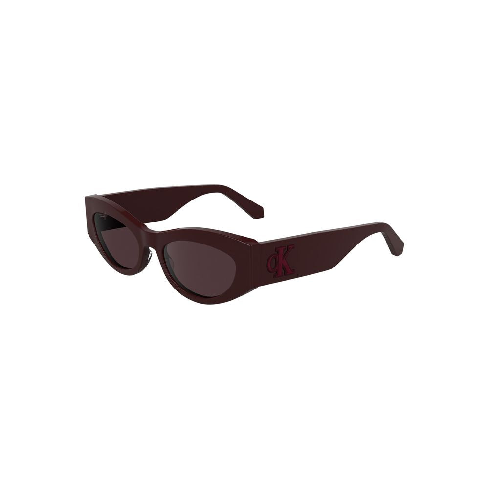 Calvin Klein Red Acetate Cat-Eye Sunglasses for Women with Brown Lenses and Logo Detail