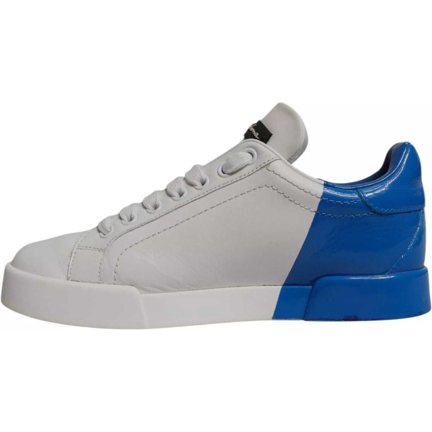 Dolce & Gabbana White Blue Logo Portofino Sneakers Shoes