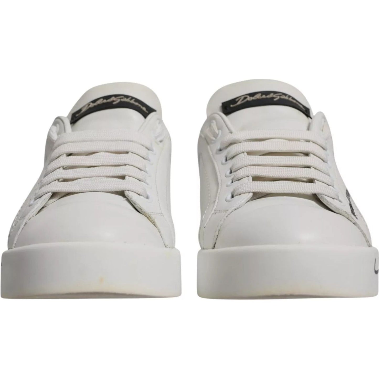 Dolce & Gabbana White Blue Logo Portofino Sneakers Shoes