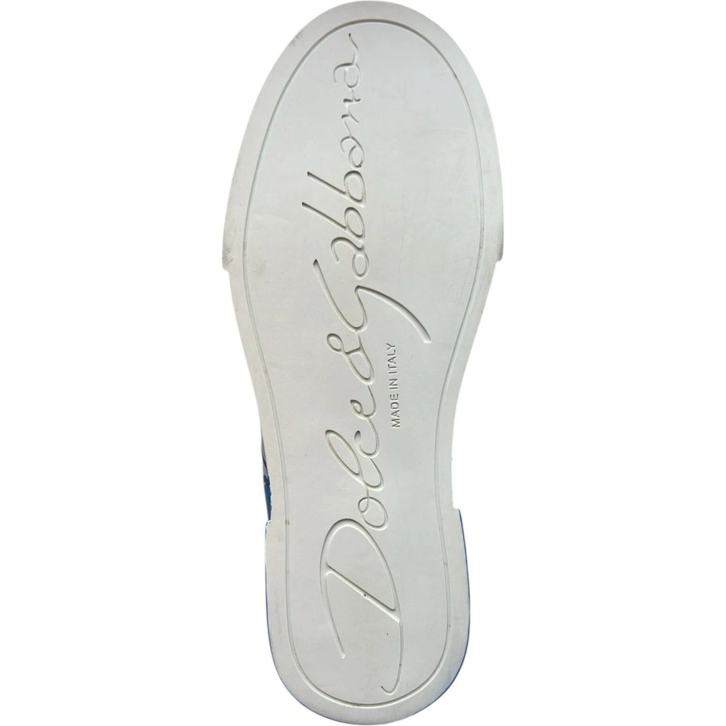 Dolce & Gabbana White Blue Logo Portofino Sneakers Shoes