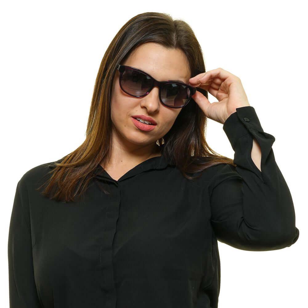Harley-Davidson Purple Women Sunglasses on a model, featuring butterfly style and gradient lenses.
