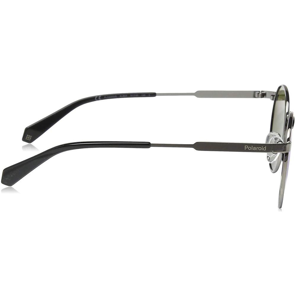 Side view of Polaroid Silver Metal Sunglasses PLD2053S010EX with polarized grey lenses, unisex design, and 51/14/135 mm dimensions.